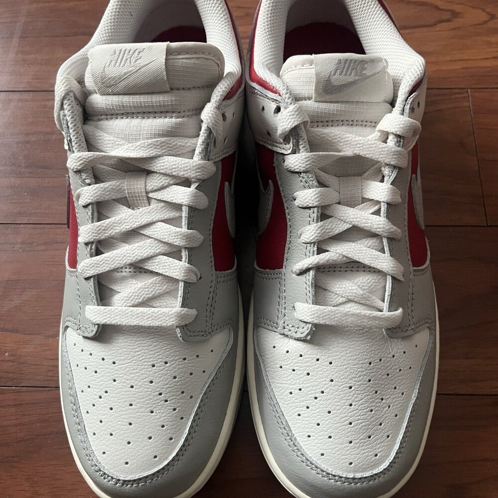 Men's Size 10 Nike Dunk Low Light Iron Ore/Gym Red Skateboard Shoes HJ9093-030